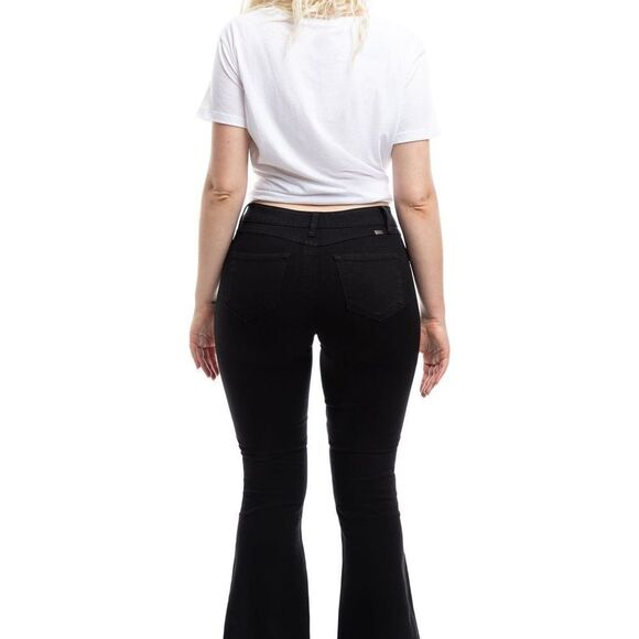 1822 Denim Black Wide Flare Leg Mid Rise Denim Jeans Size 0/25 New - Picture 4 of 7